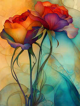 Deux roses en cuivre