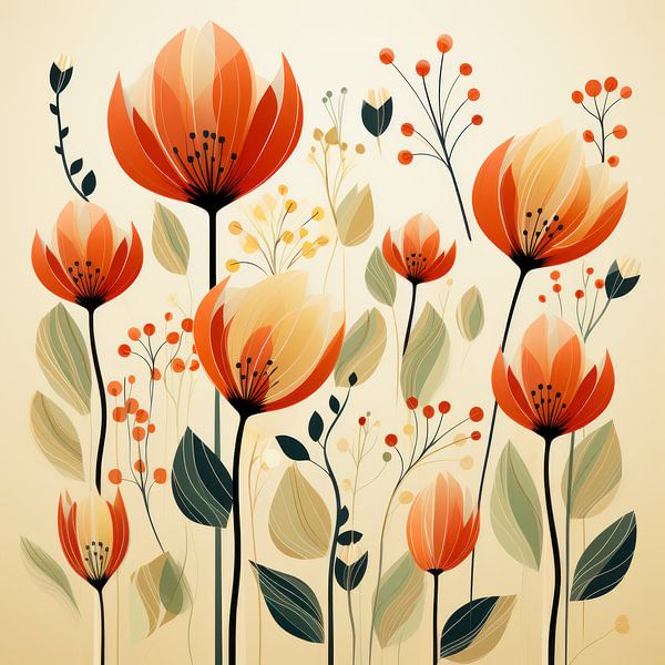Bloemen - Kleurrijk en Abstract van New Future Art Gallery