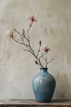 Vase bleu avec Magnolia sur Danny van Eldik - Perfect Pixel Design
