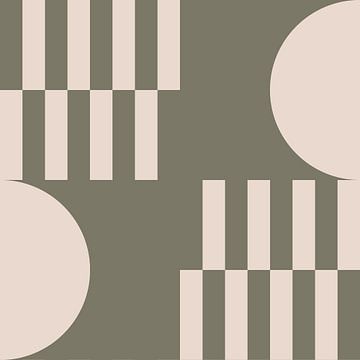 Modern abstract geometric art in olive green and off white no. 10 by Dina Dankers