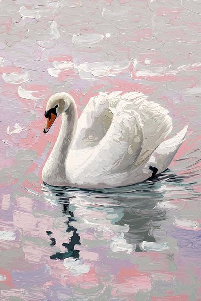 Eleganter Schwan in ruhigem Wasser von Imperial Art House