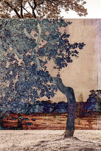 Botanical mixed media artwork of a tree