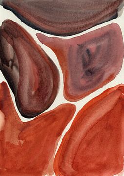 Organische vormen — Abstracte aquarel in aardetinten van Dina Dankers