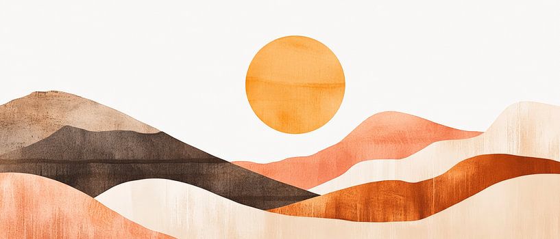 Woestijnlandschap met zon van Poster Art Shop