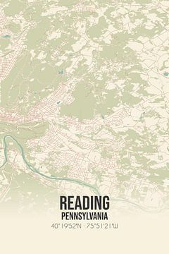 Carte ancienne de Reading (Pennsylvanie), États-Unis. sur Rezona