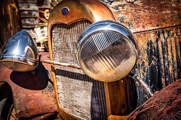 Details vintage Ford Model T grille headlights on Route 66 USA by Dieter Walther