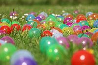 Kleurrijke ballen in het gras
