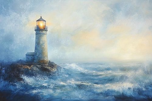 Vuurtoren op ruige kustlijn