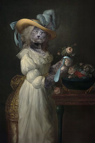 Het Koninklijke Portret van Marie Miaoutoinette - Unieke voor Liefhebbers van Katten en Royalty