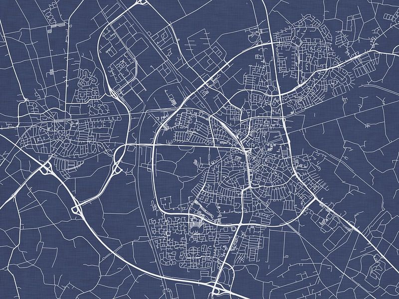 Kaart van Almelo in Royaal Blauw van De Kaartenwinkel
