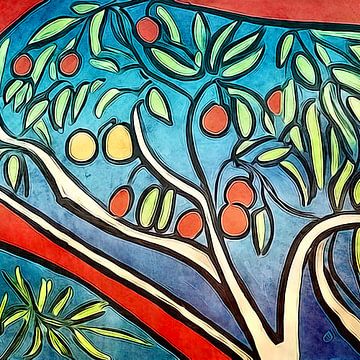 Fruitboom geïnspireerd op matisse van zam art