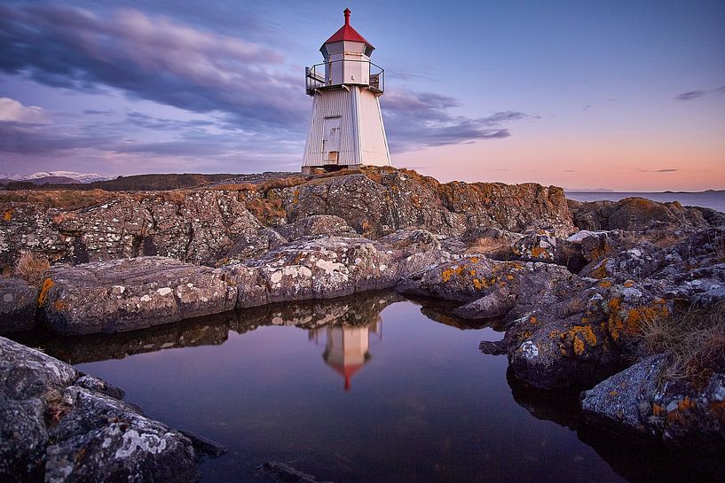 Purple sunset with lighthouse, Vigra, Norway by qtx
