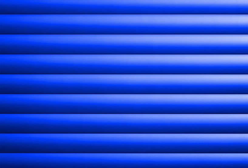 Closed blue blind on a window by Heiko Kueverling