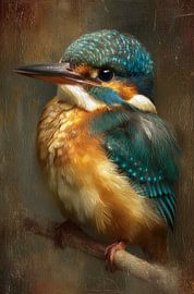 Junger Eisvogel auf einem Ast, Nahaufnahme von Brigitta Meijer