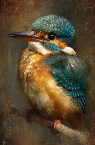 Jonge ijsvogel op een takje close-up