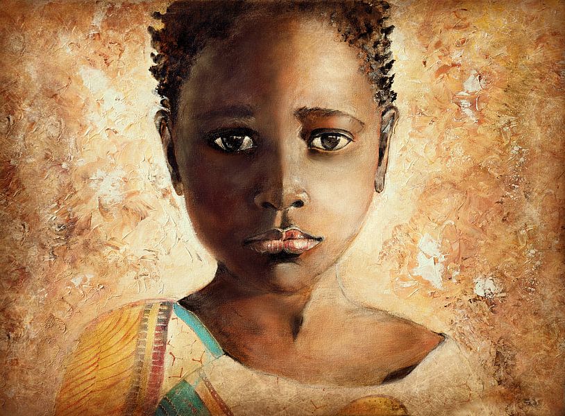 Afrikaans meisje ( schilderij op canvas) van Els Fonteine