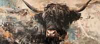 Schotse Hooglander Koe | Schotse Hooglander abstract schilderij