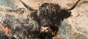Scottish Highlander Cow | Scottish Highlander abstrakte Malerei