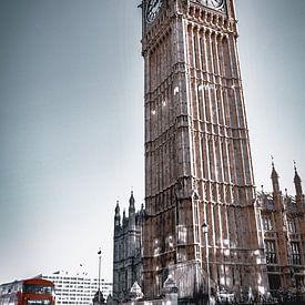 Big Ben, Londen in zwartwit met colour pop van Daphne Groeneveld