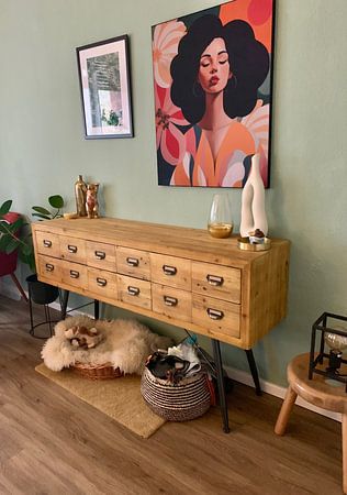 Colourful modern portrait in warm colours