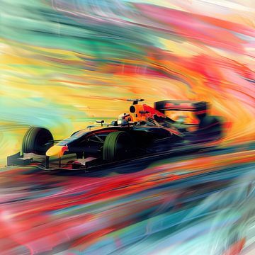 Formule 1 F1 blauw-geel abstract van TheXclusive Art