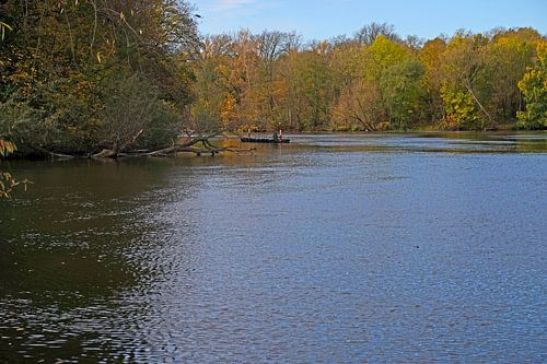 Herfst aan de Saale in Halle Saale in Duitsland