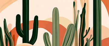 Cactuslandschap in zachte kleuren van Poster Art Shop