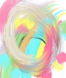 Pastellfarben abstrakt Regenbogenfarben- Sonnenschein im Herzen - ein fröhlich bunter Tanz der Farben von Susanna Schorr