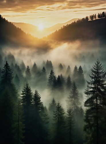 Zonsopgang in het bos