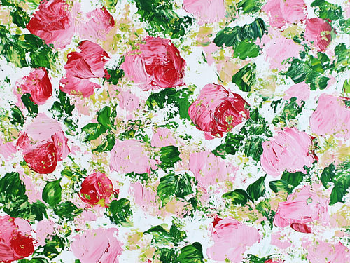Roze rozen met groen
