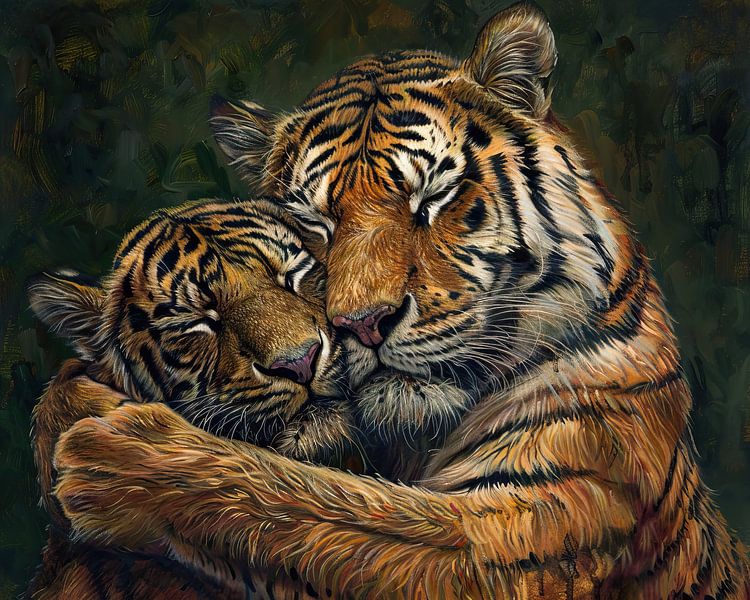 Tiger Cuddles von Blickfänger Gemälde