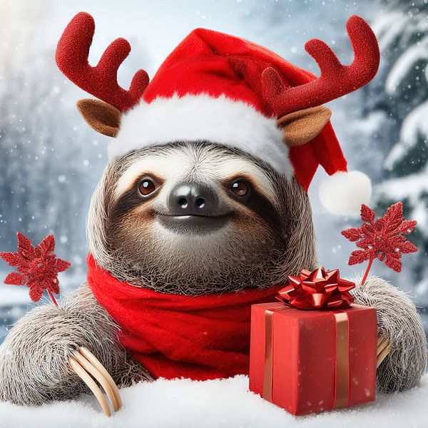 Cute Christmas sloth by Laly Laura