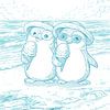 De mignons pingouins avec des glaces sur la plage sur Pixelbull Design