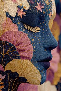 art femme avec fleurs