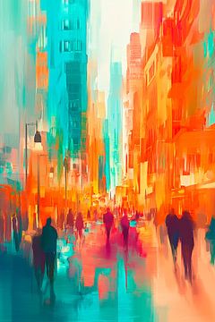 Futuristisch stadslandschap bij nacht van Poster Art Shop