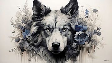 Zeichnung eines Wolfes von Gelissen Artworks