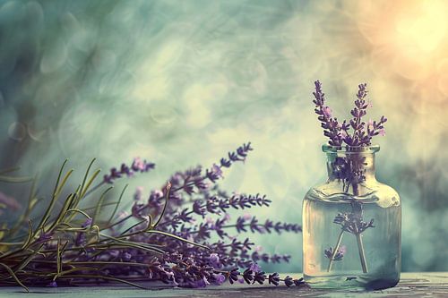 Lavendel stilleven in glas
