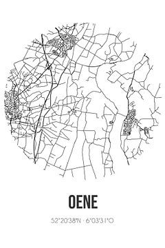 Oene (Gelderland) | Landkaart | Zwart-wit van MijnStadsPoster