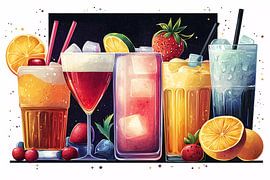 illustratie van drankjes en cocktails,