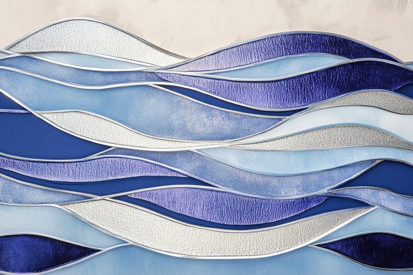 Wave movements in shades of blue and grey by Poster Art Shop