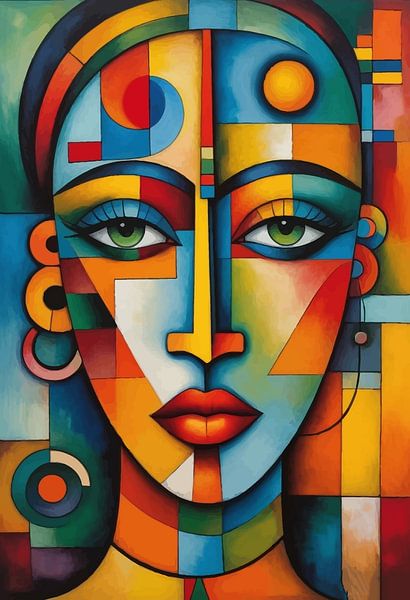Abstract African Cubist Woman Art Portrait by MIROKKU