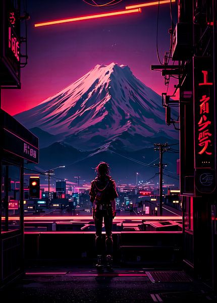 Cyberpunk Style Anime Mädchen Japan von Ruzerin