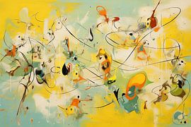 Frogs playing sports | Abstract painting by Eye catching paintings