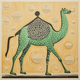 Whimsy Folk Camel with Rider and Golden Orbs