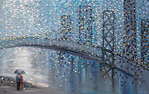 Regenachtige date met uitzicht op de brug