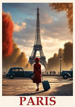 Travel Poster Eiffel Tower, Paris, France by Peter Balan