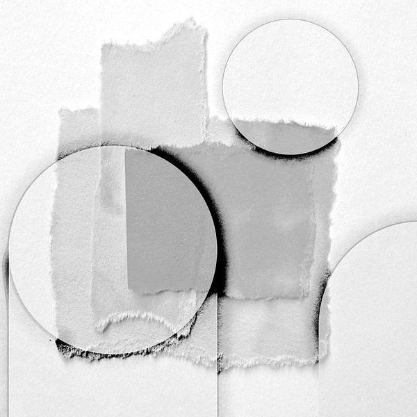 Gentle minimalism in circle shapes BW by Mad Dog Art