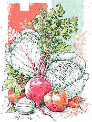 aquarelle en style croquis, poster de cuisine