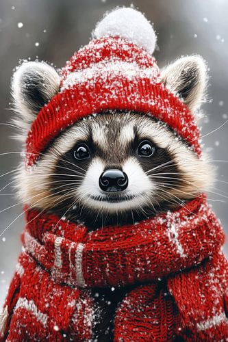 Winter Raccoon - Merry Snow Day