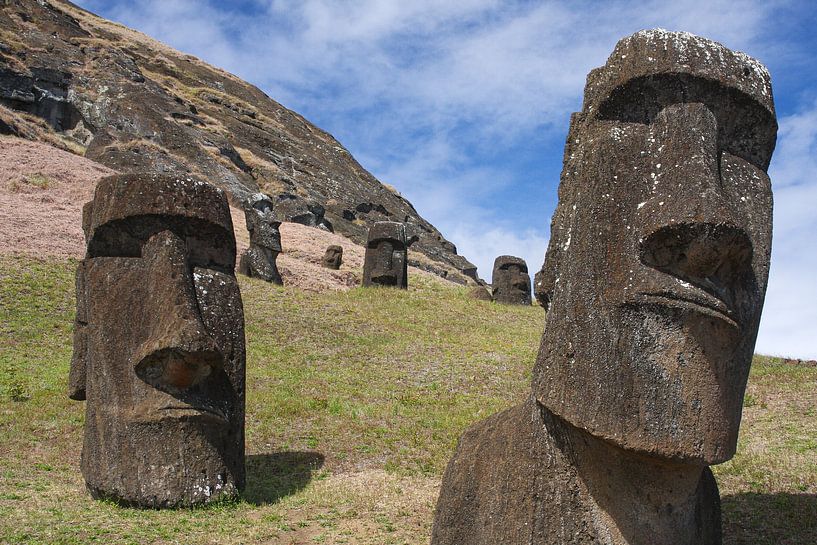 Assimilatie Gevaar Herinnering Moai op Paaseiland van Erwin Blekkenhorst op canvas, behang en meer